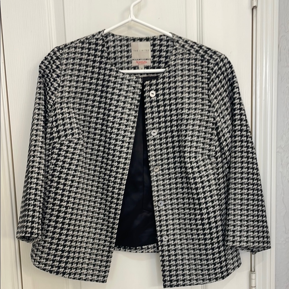The Limited Black and White Houndstooth Blazer
